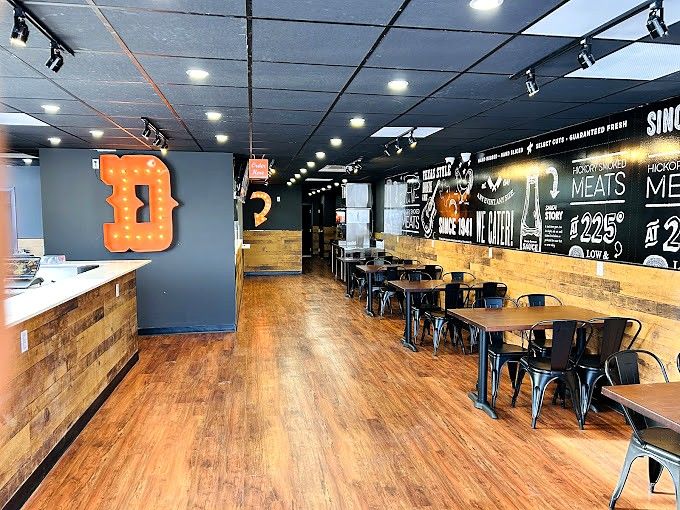 Dickey's dining room with feature letter and wall graphics